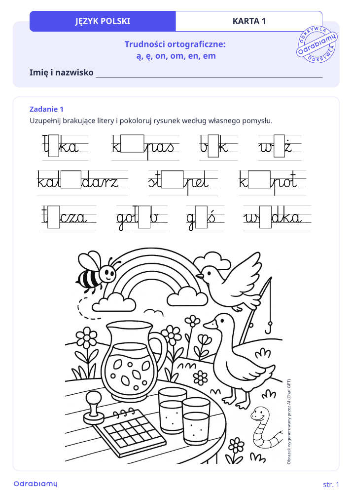Trudności ortograficzne Ą/Ę