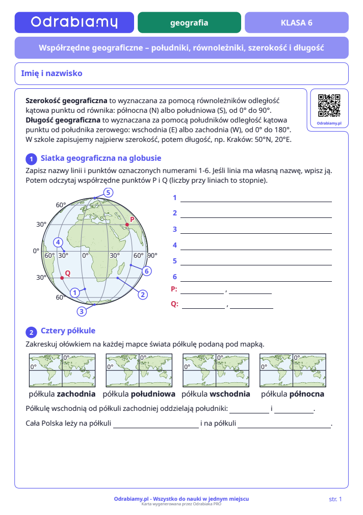 Współrzędne geograficzne – południki, równoleżniki, szerokość i długość